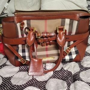 Burberry Brown and Tan Satchel with Classic Plaid